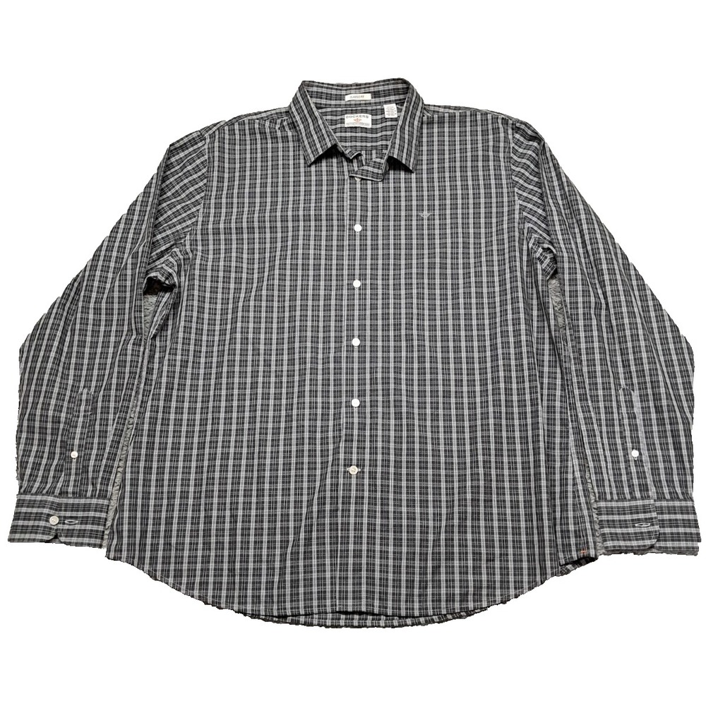 Dockers Dress Shirt Mens Sz XL Button Up Down Long Sleeve Stain Defender Classic